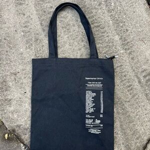 Black Supermarket Stitch Receipt Tote Bag